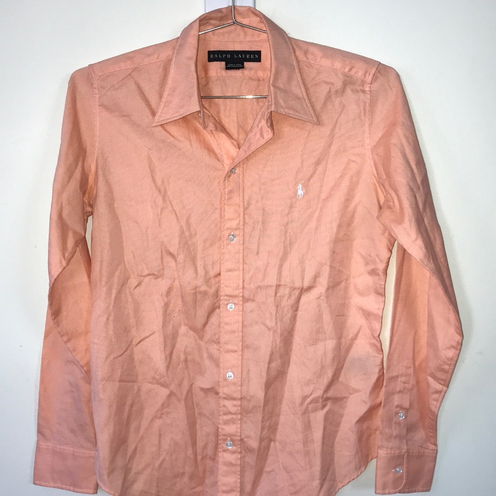 Ralph Lauren long sleeve salmon colored shirt